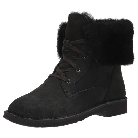UGG Weylyn Lace Up Bootie Black Suede 1120703 Size 6 - Picture 1 of 9